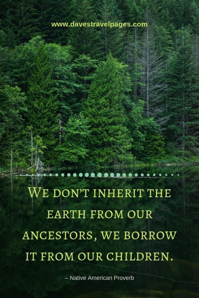 Environmental Quotes - “We don’t inherit the earth from our ancestors, we borrow it from our children.” – Native American Proverb