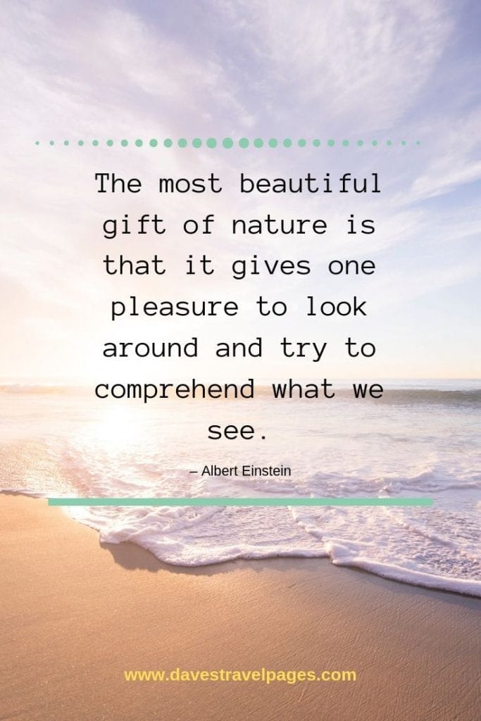 Gift of Nature Quotes - “The most beautiful gift of nature is that it gives one pleasure to look around and try to comprehend what we see.” – Albert Einstein