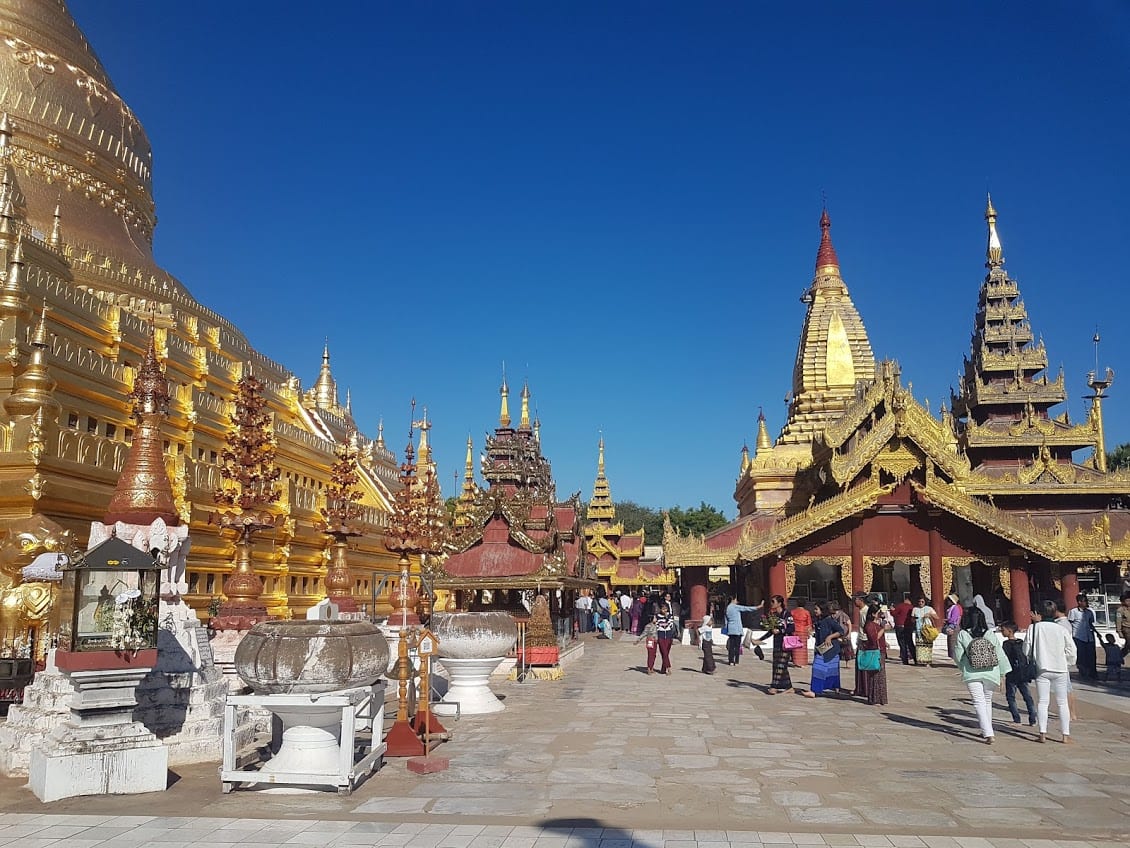 The Shwezigon Pagoda on the banks of the river in Bagan