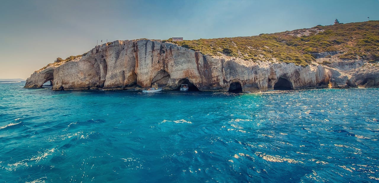 The Blue Caves as seen from one of the Zakynthos tours