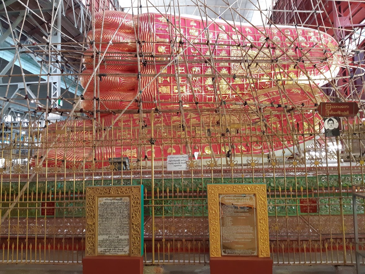 The feet of the Reclining Buddha in Yangon