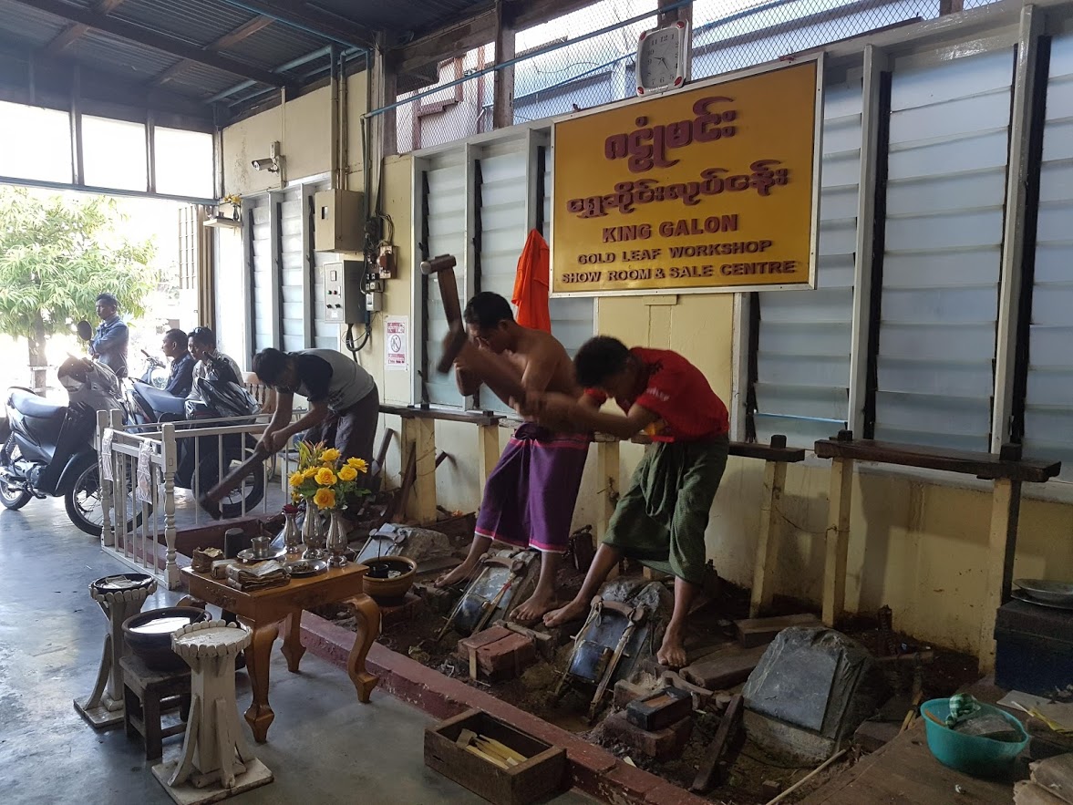 Gold leaf workshop in Mandalay Myanmar
