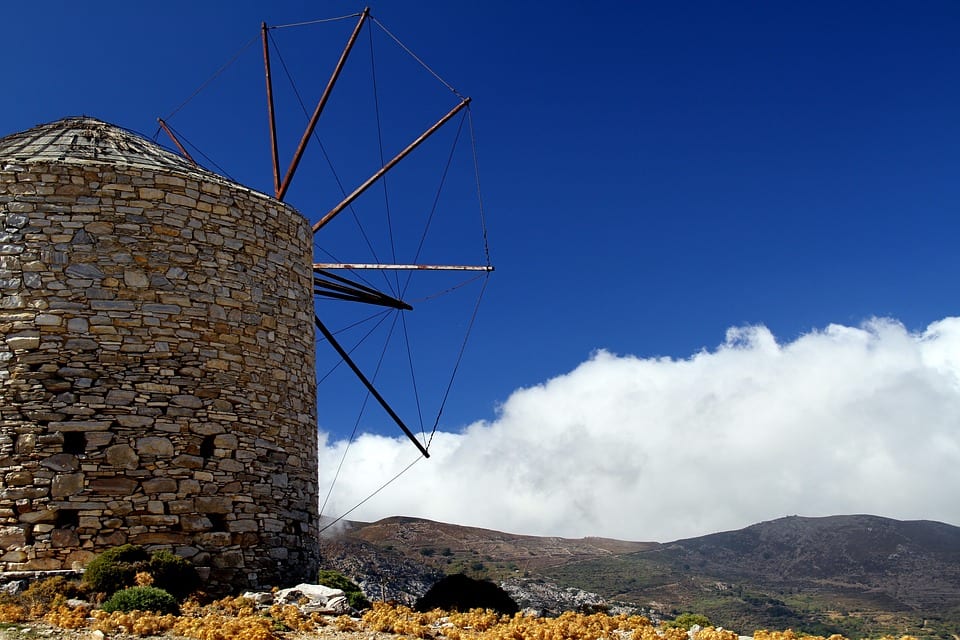 The windmills of Naxos Greece