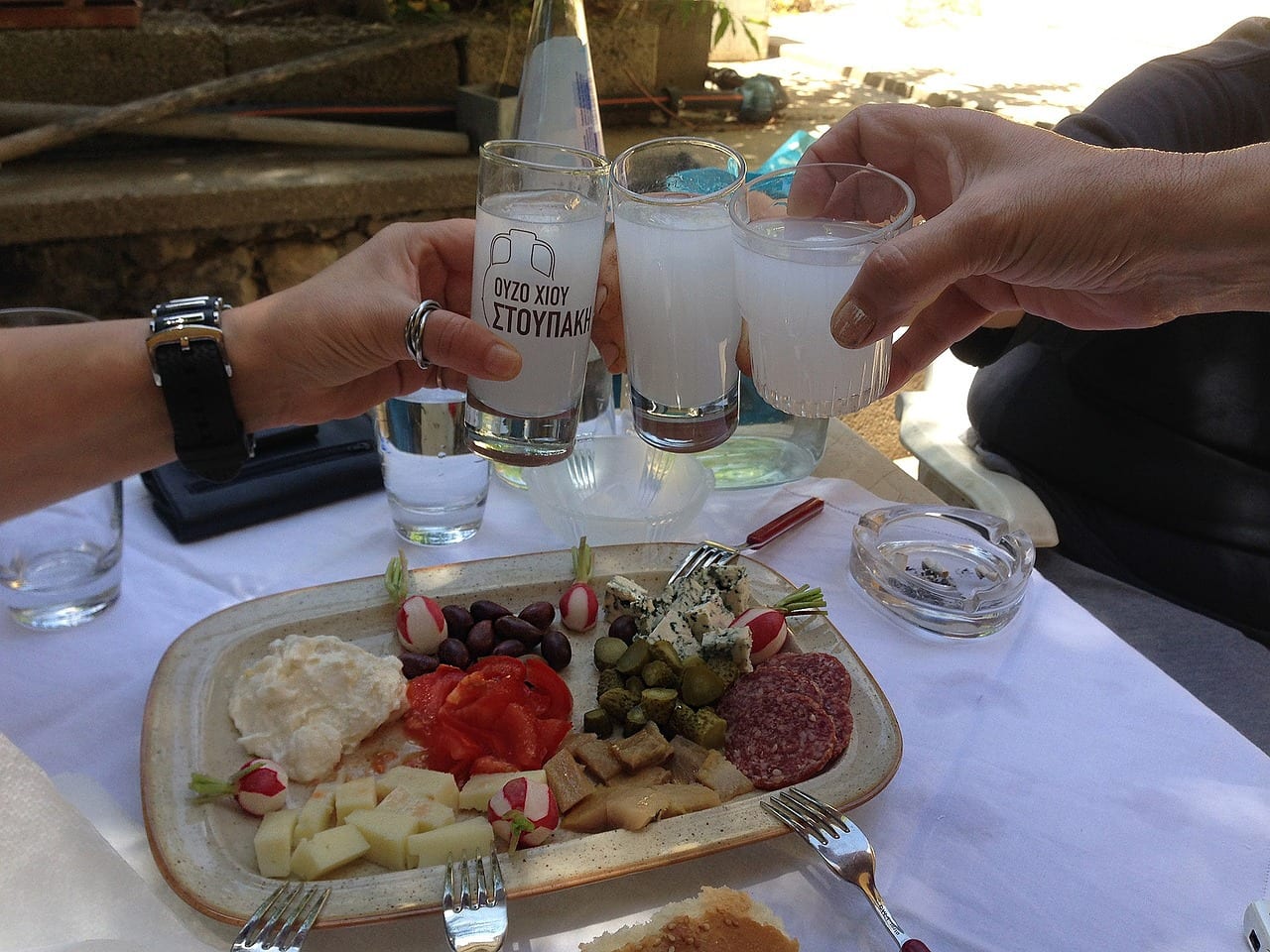Drinking Ouzo in Greece