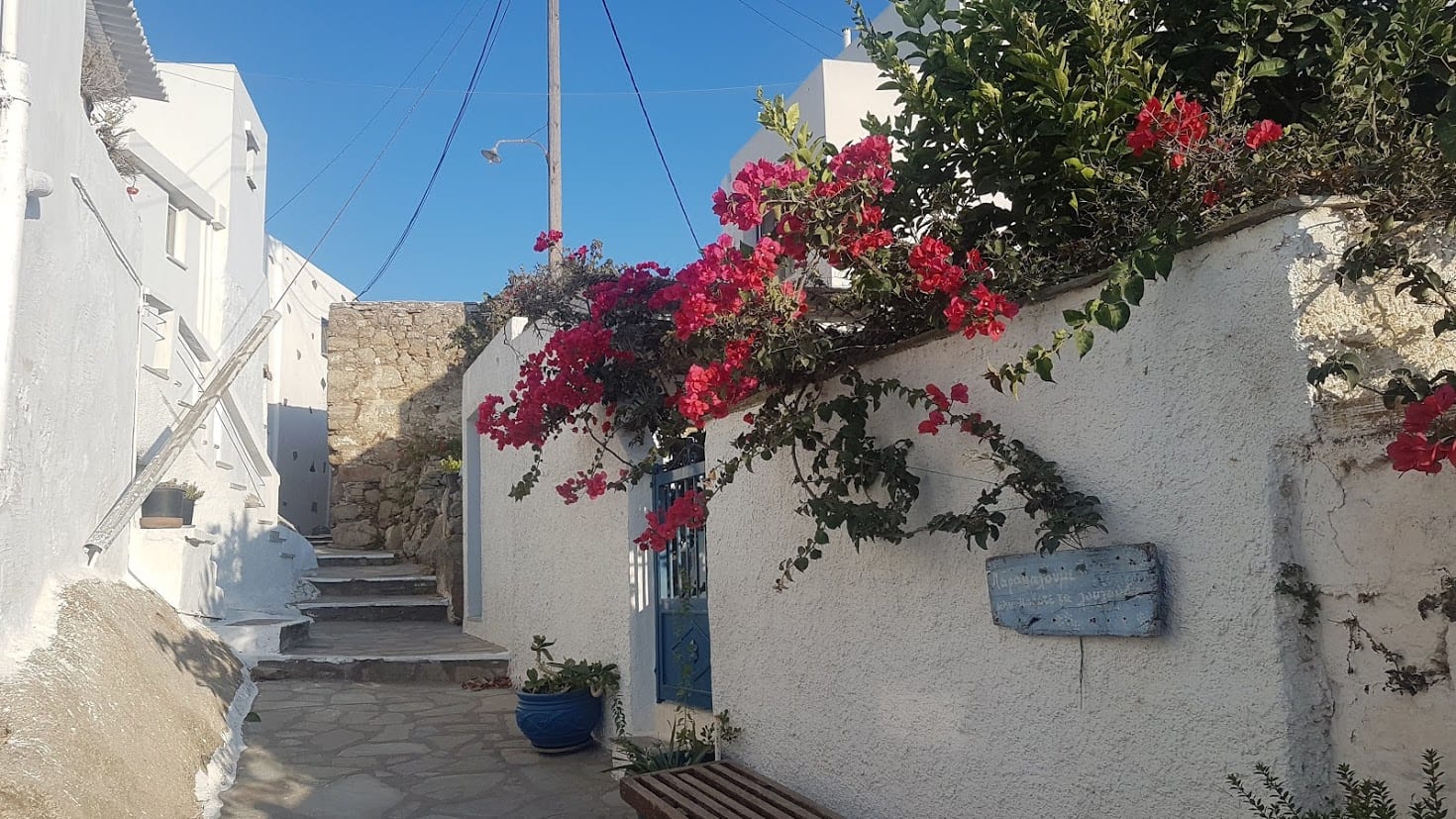 Walking through the quiet streets of Tinos