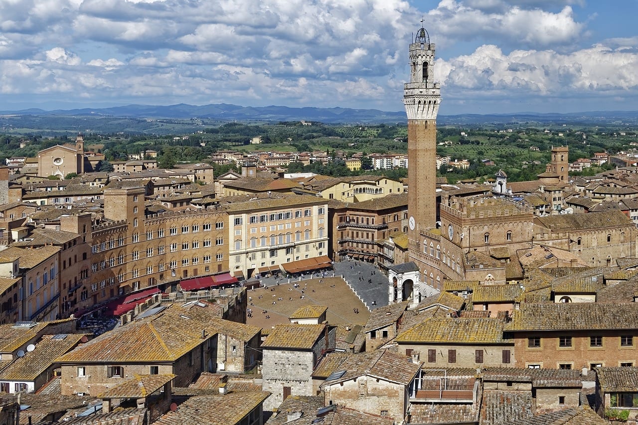 A view out over Siena in Italy
