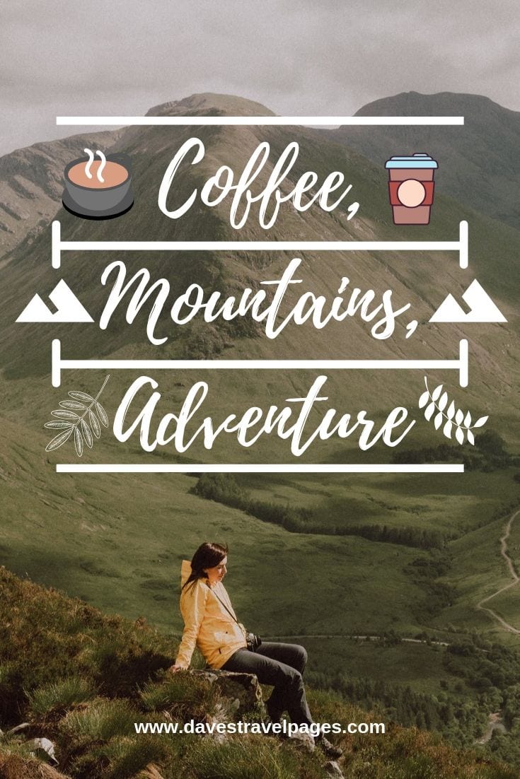Great quote about living the simple life - Coffee, Mountains, Adventure