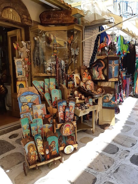 Religious icons for sale in Tinos island