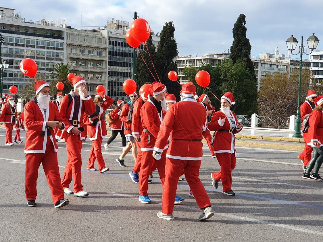 Santa run in Athens Greece