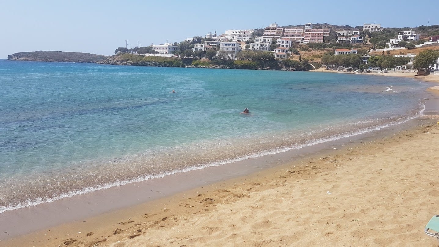 Restinb on a beach in Andros in Greece