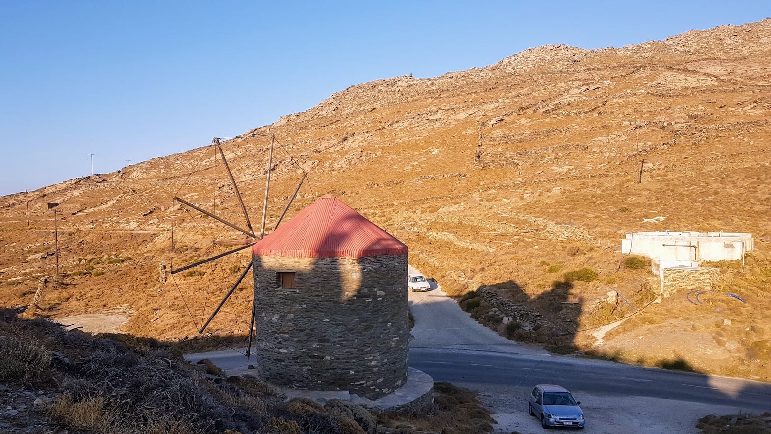 Driving in Tinos to some of the windmills