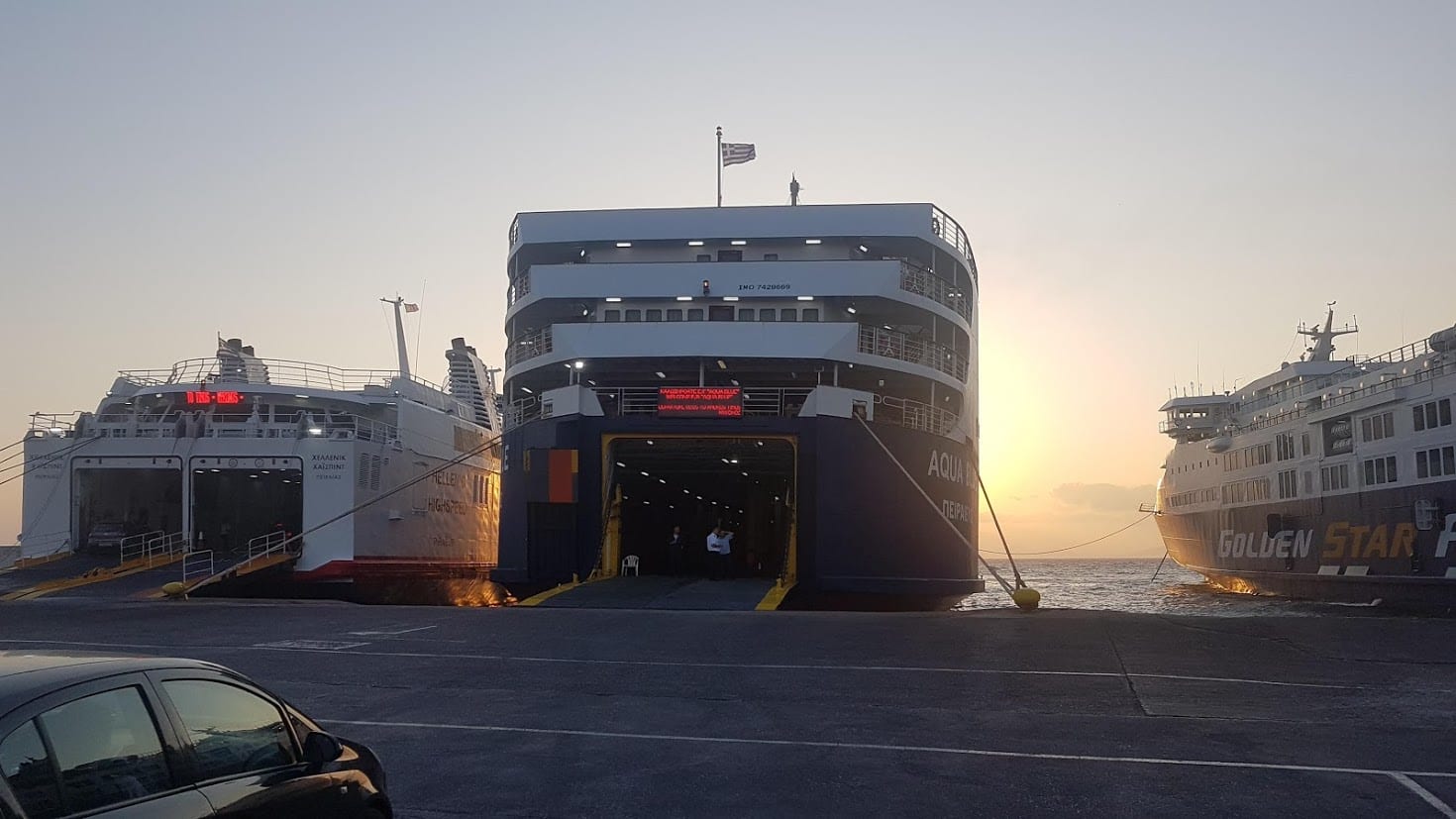 Getting ready to board the Rafina to Andros ferry in Greece