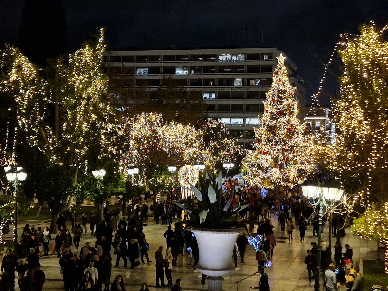 Christmas lights in Syntagma Square, Athens, Greece 2022