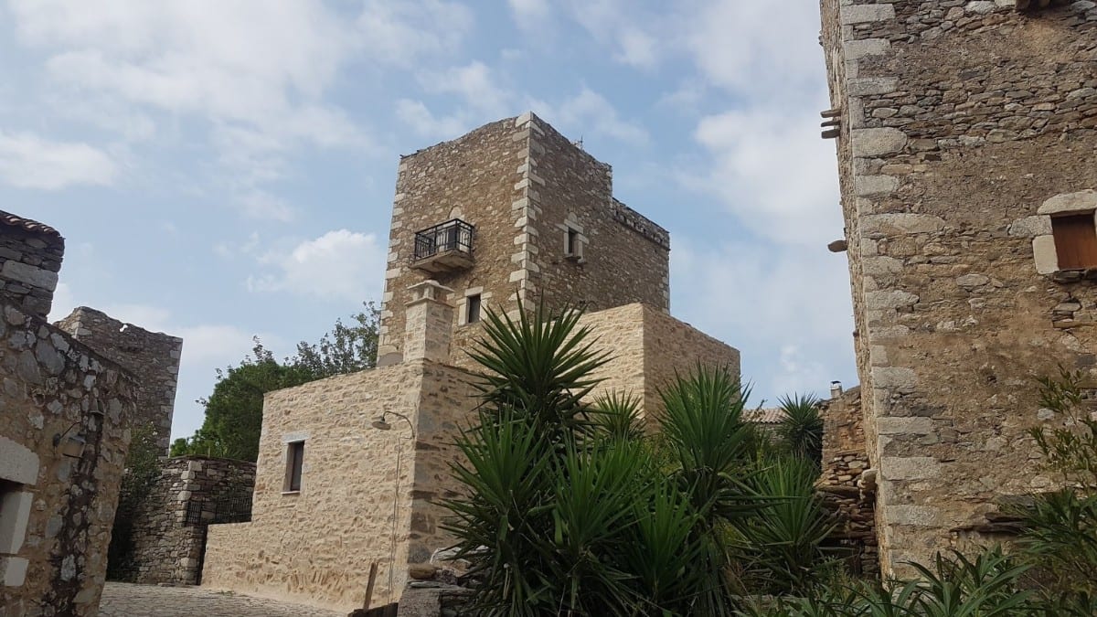 A restored stone house in Vathia in Greece