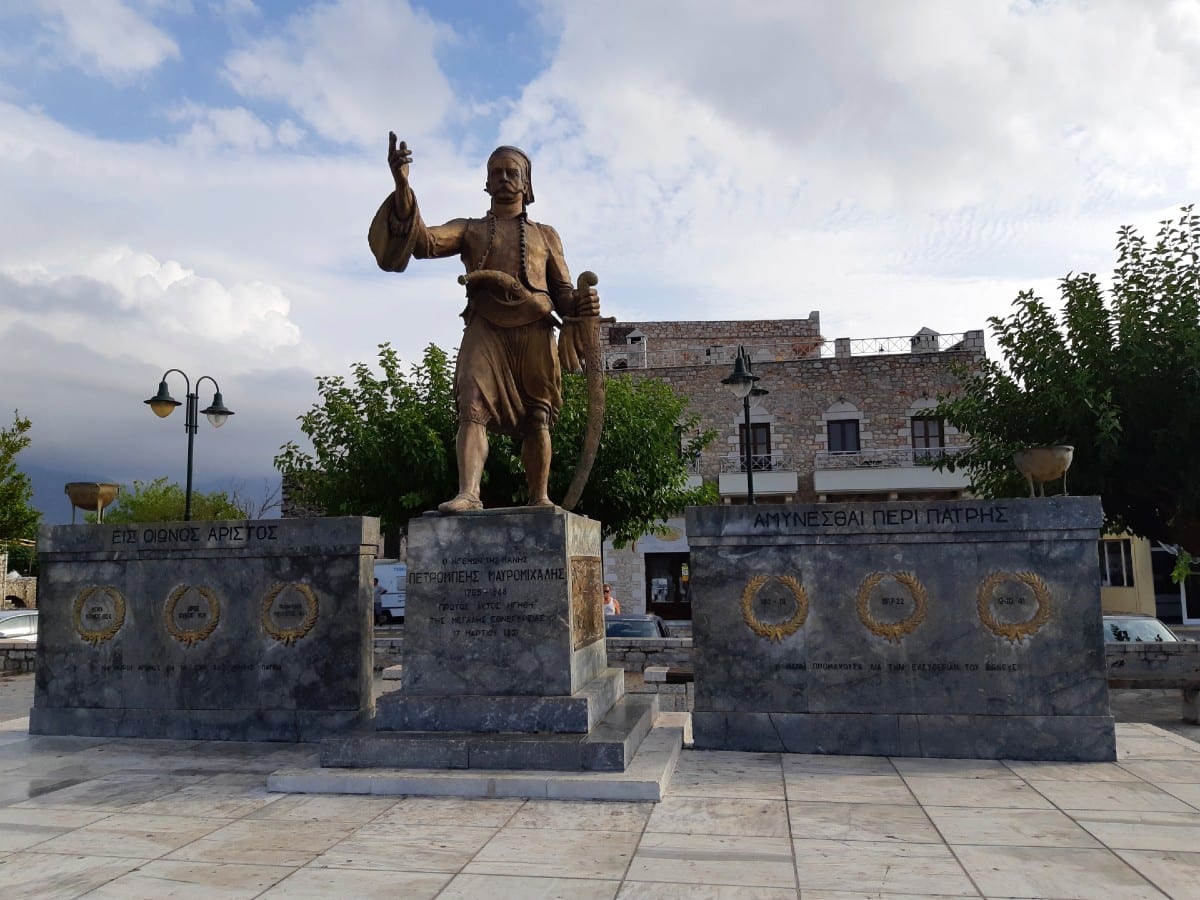 A statue of Greek hero Mavromichalis in Areopoli