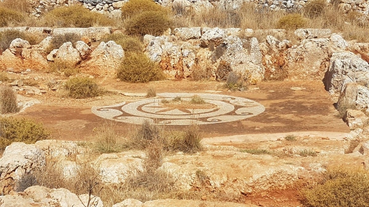 Star of Aria mosaic at Cape tainaron in the Peloponnese, Greece