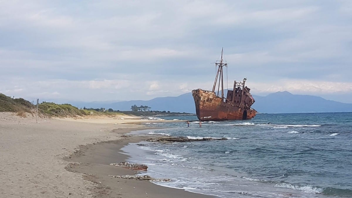 The famous shipwreck near Gythion in the Mani of Greece