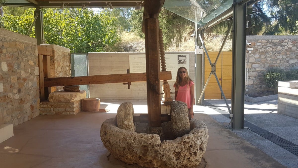 Vanessa at the Olive Oil museum of Sparti