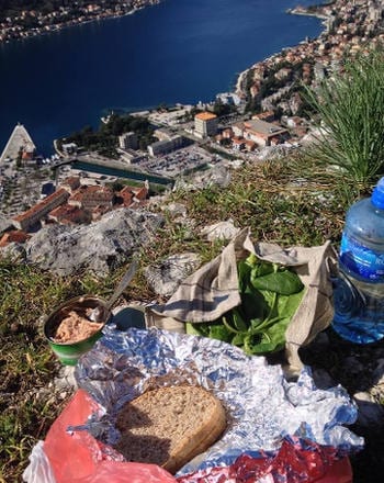 Having lunch with a view out over Kotor