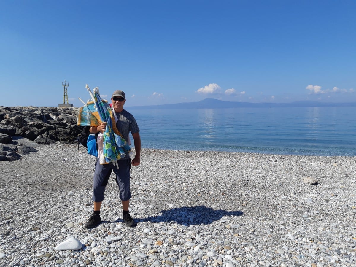 Dave hitting the beach near Kalamata
