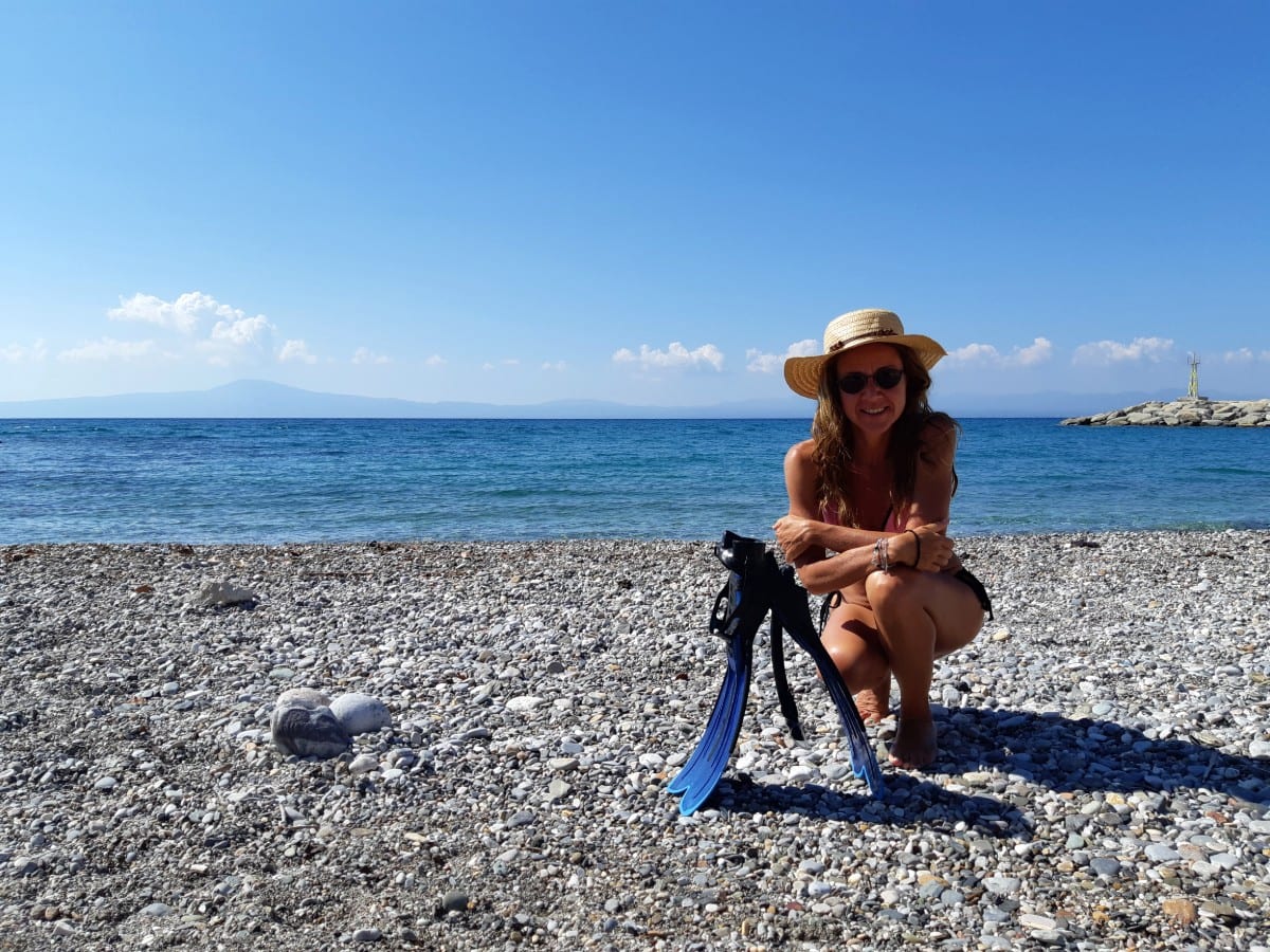 Vanessa at the beach near Kalamata