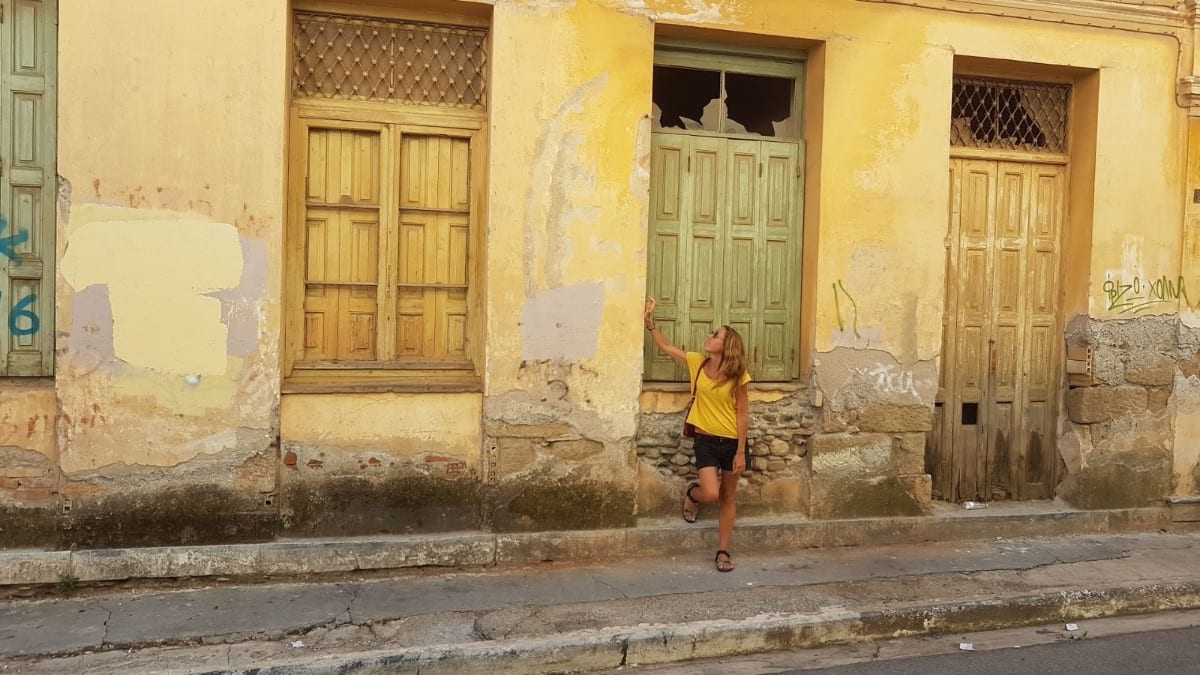 Crumbling buildings in Kalamata