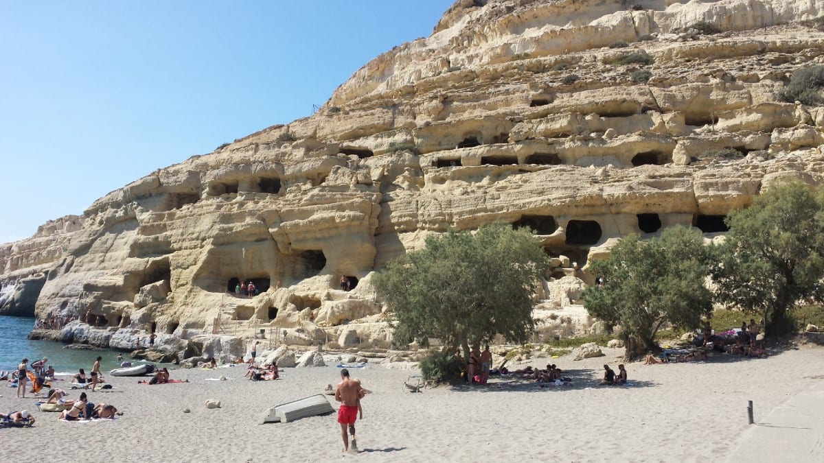 The Matala Caves in Crete always remind me of somewhere the Flintstones might live