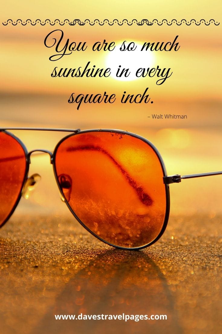 Sunshine quote - “You are so much sunshine in every square inch.” – Walt Whitman