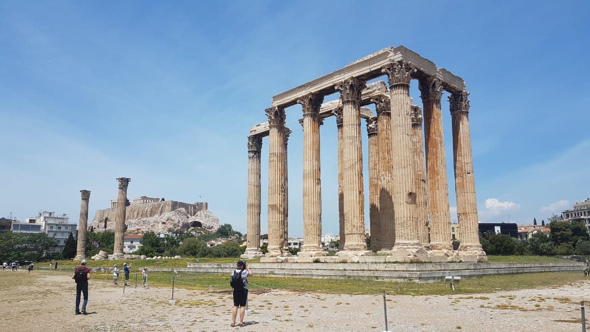 The impressive Temple of Zeus in Athens Greece