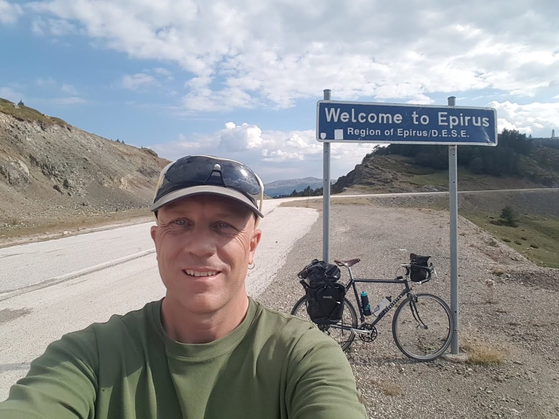 Dave from Dave's Travel Pages cycling in Epirus, Greece