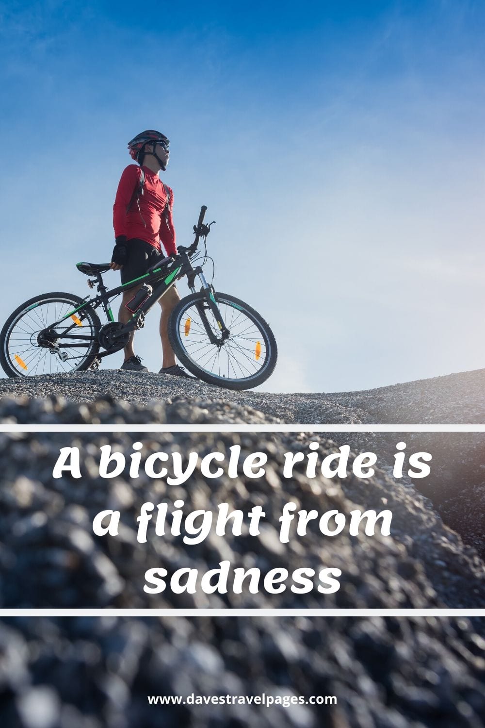 Bicycle quotation - A bicycle ride is a flight from sadness