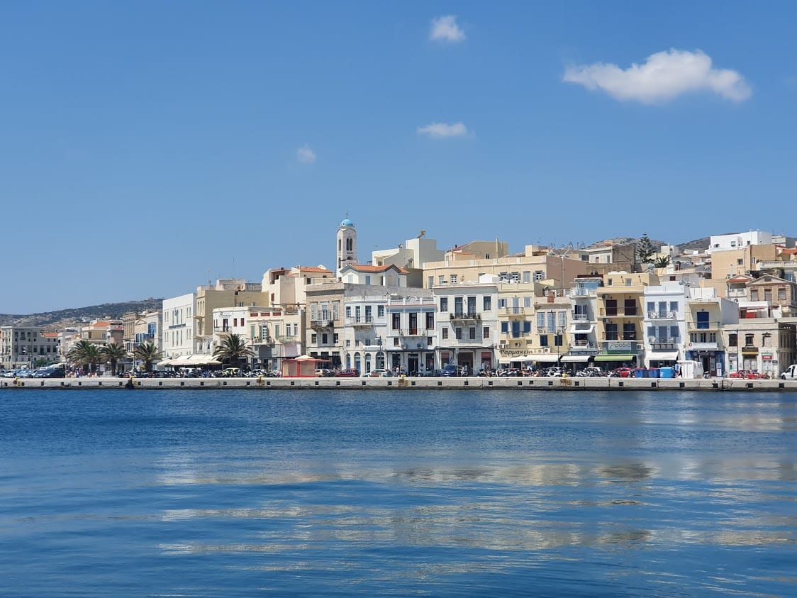 A view of the waterfront of Ermoupolis in Syros