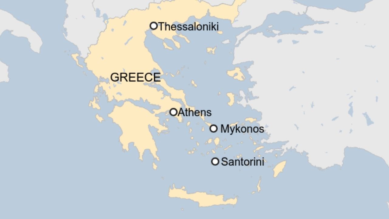 A map of Greece and the Greek islands