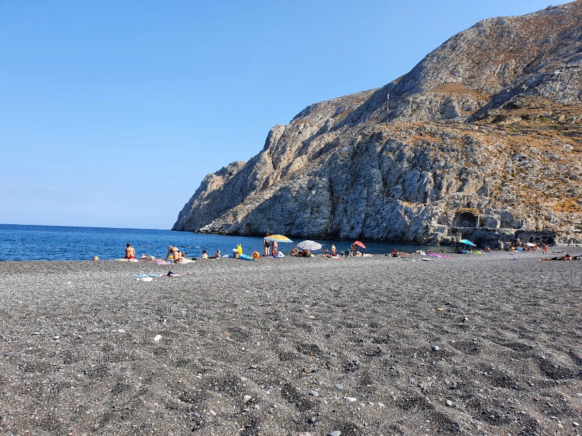 Kamari beach in Santorini