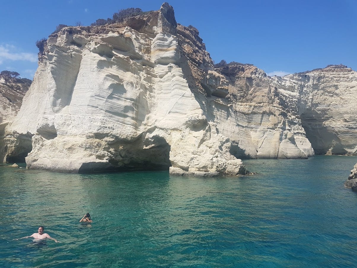 Relaxing at the Kleftiko Pirate's Cove in Milos Island, Greece