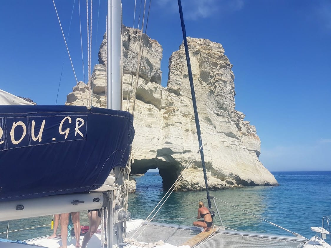 Visiting Kleftiko Beach in Milos Greece by boat