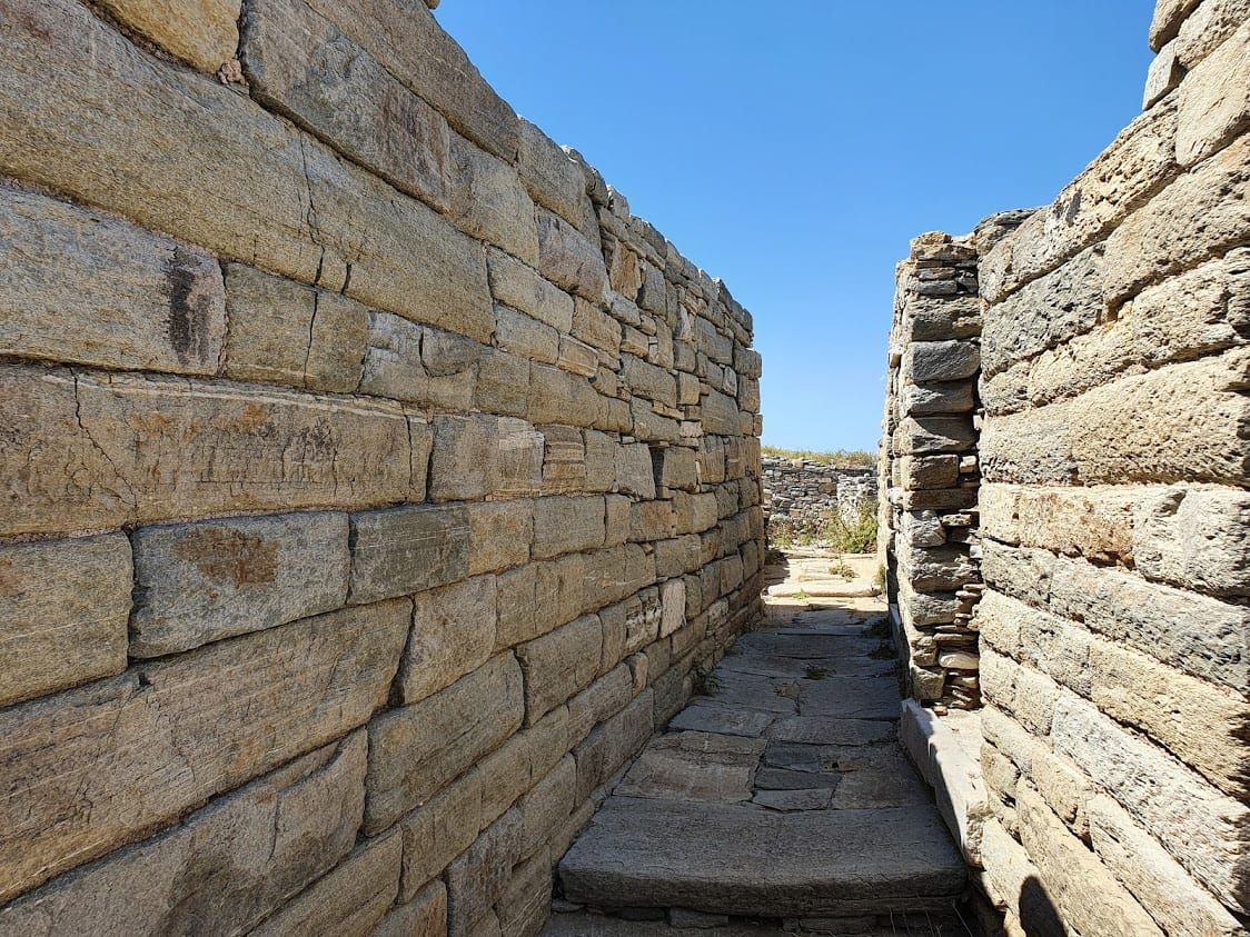 Walking through Delos in Greece