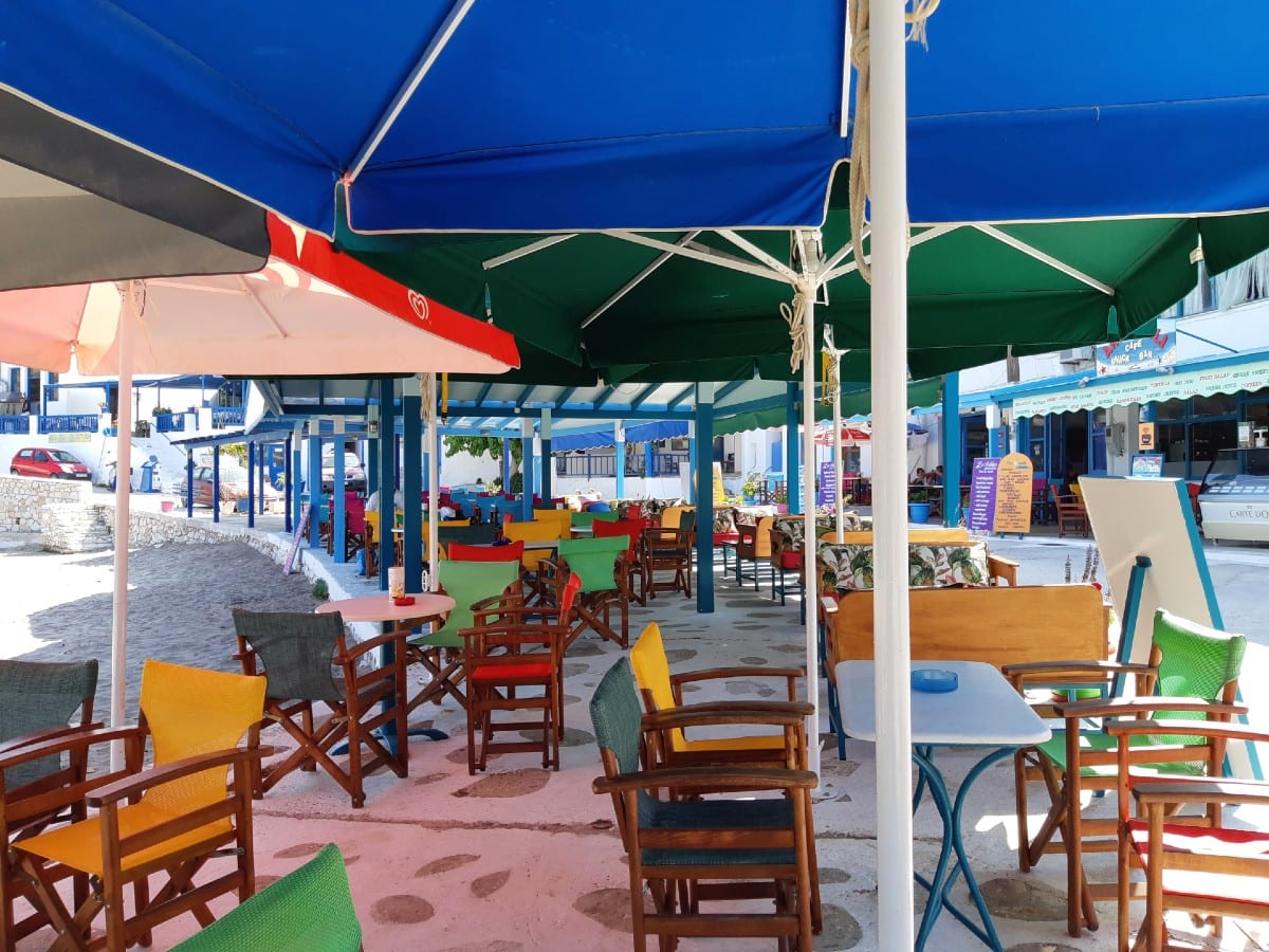 A cafe at Apollonas in Naxos Greece