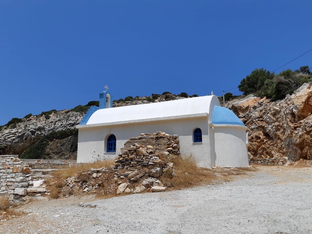 Agios Mamas church at Kampos Beach in Naxos island