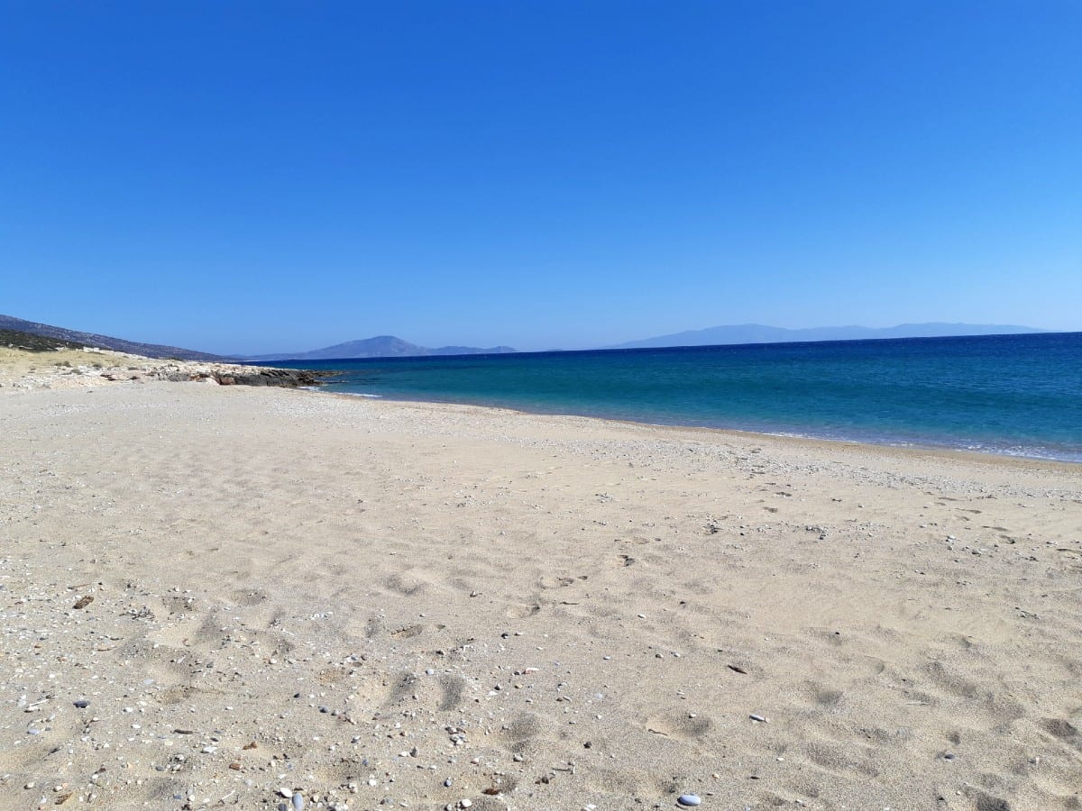 The sandy beach of Pyrgaki in the Greek island of Naxos