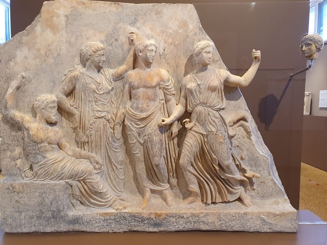 Carved images of the Greek Gods from Greek mythology
