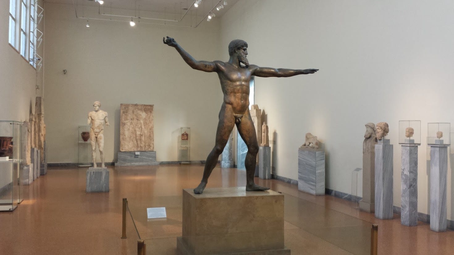 This ancient Greek bronze statue could be either Zeus of Poseidon