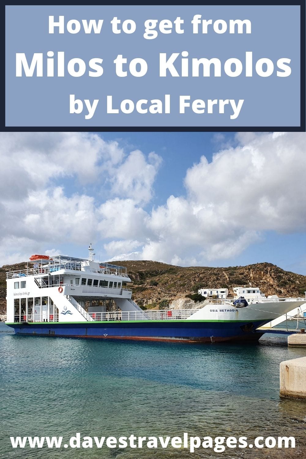 How to travel from Milos to Kimolos on the local ferry in Greece