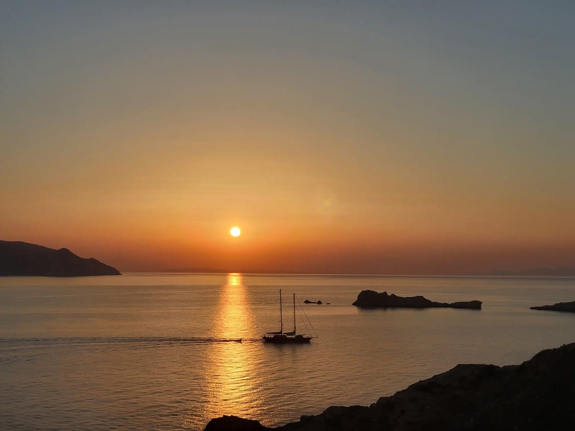 Watching the sunset from Ios lighthouse