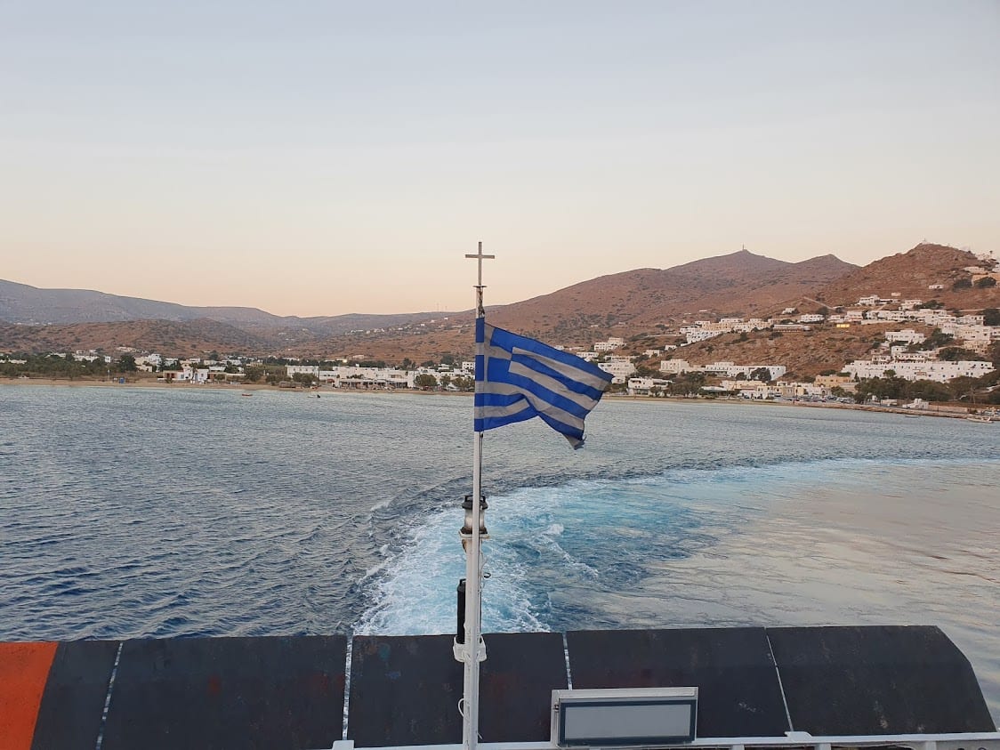 The ferry crossing from Ios to Sikinos in Greece