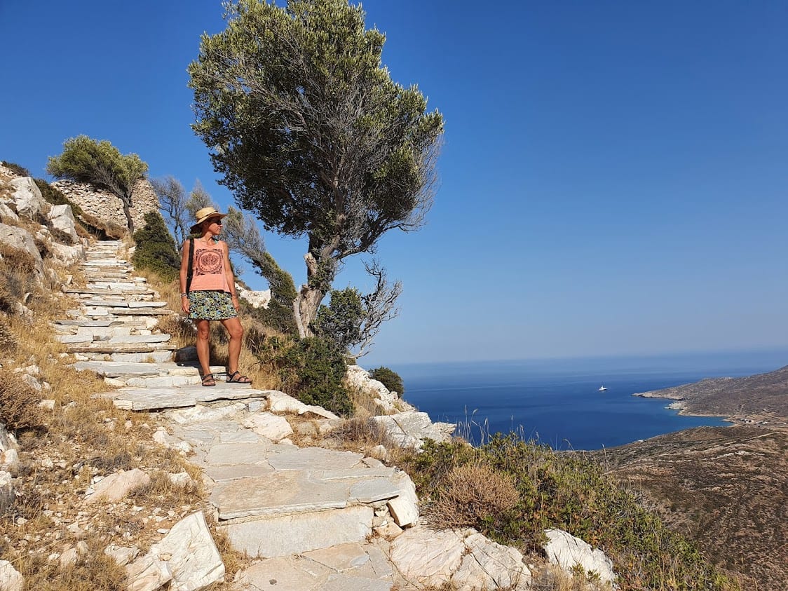 Hiking to Paleokastro on the island of Ios