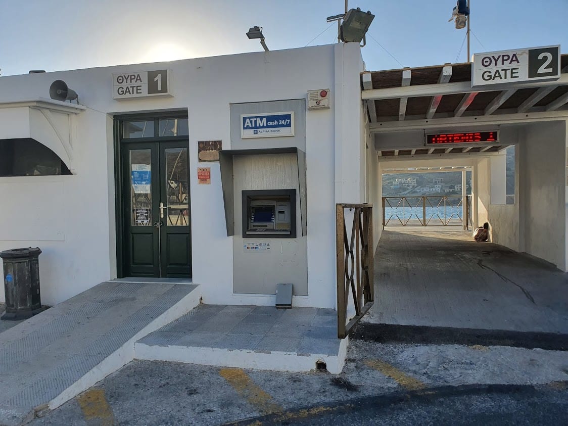 The gate at Ios ferry port in Greece