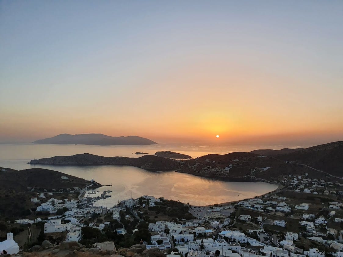 Watching the sunset from Panagia Gremiotissa in Ios, Greece