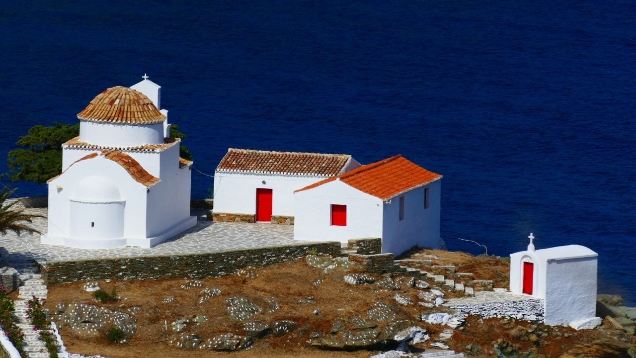 A remote church in Kythnos island Greece