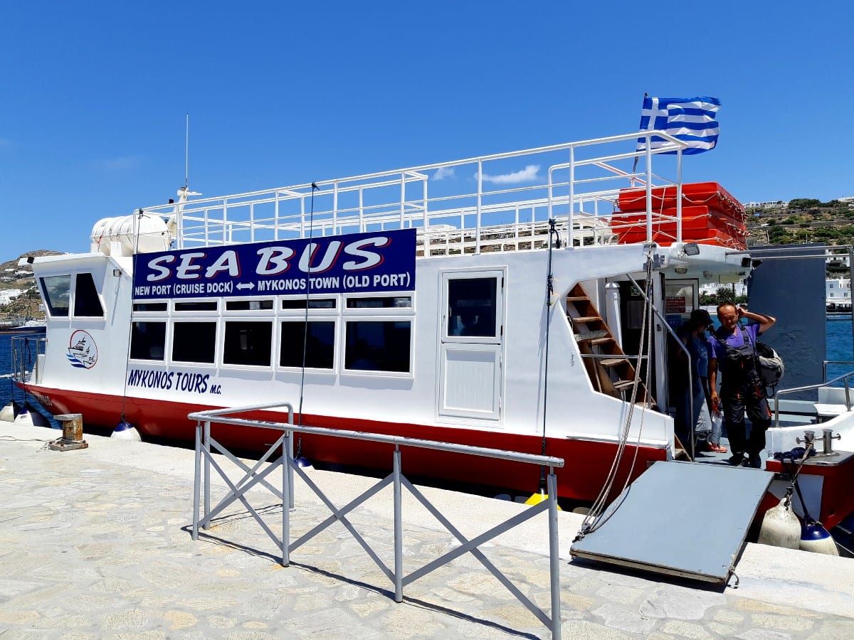Taking the Sea Bus from Mykonos to Delos in Greece